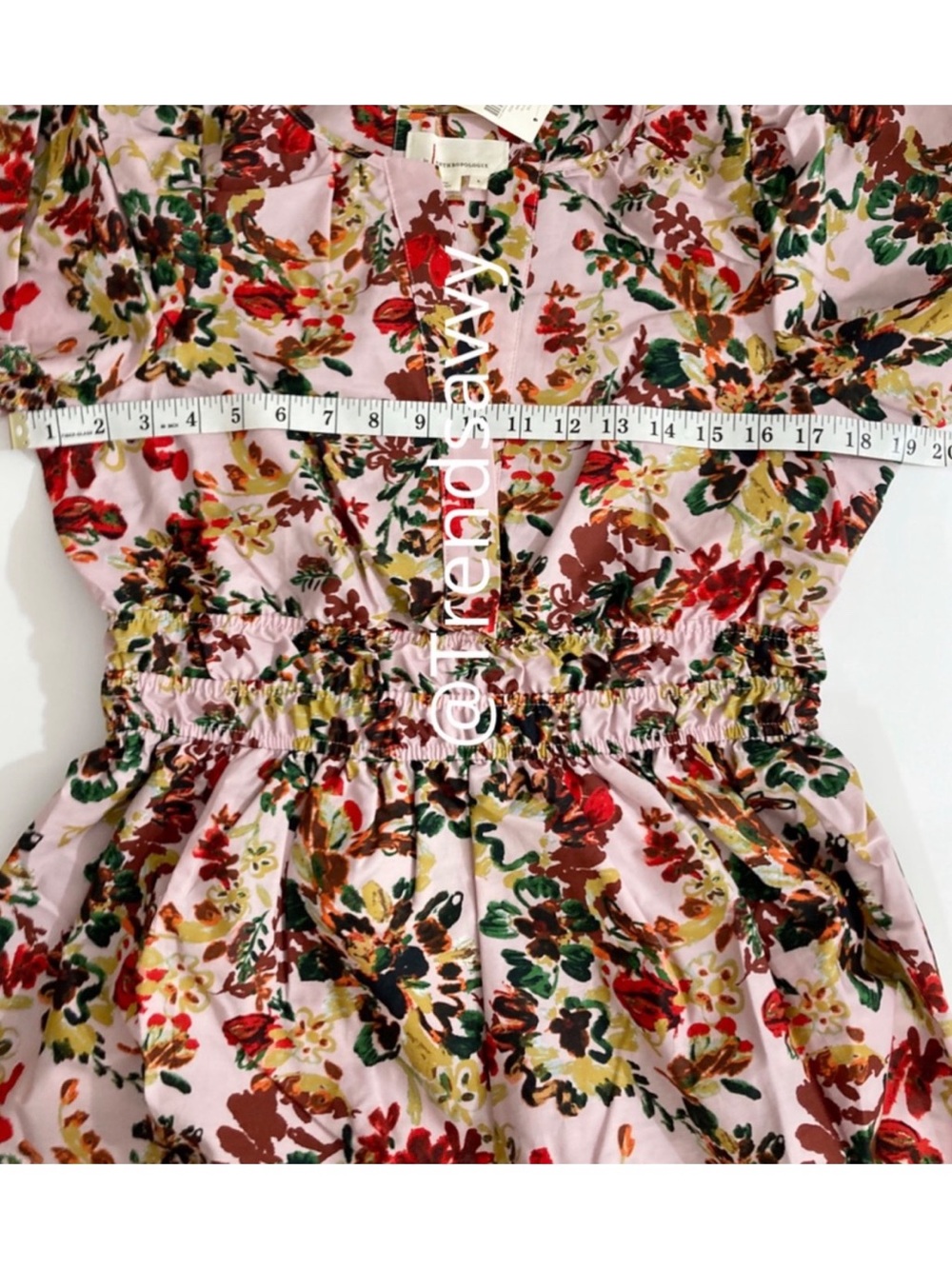 Anthropologie Somerset Floral Pink Maxi Dress Smocked Cotton Size Small NWT - Picture 12 of 14